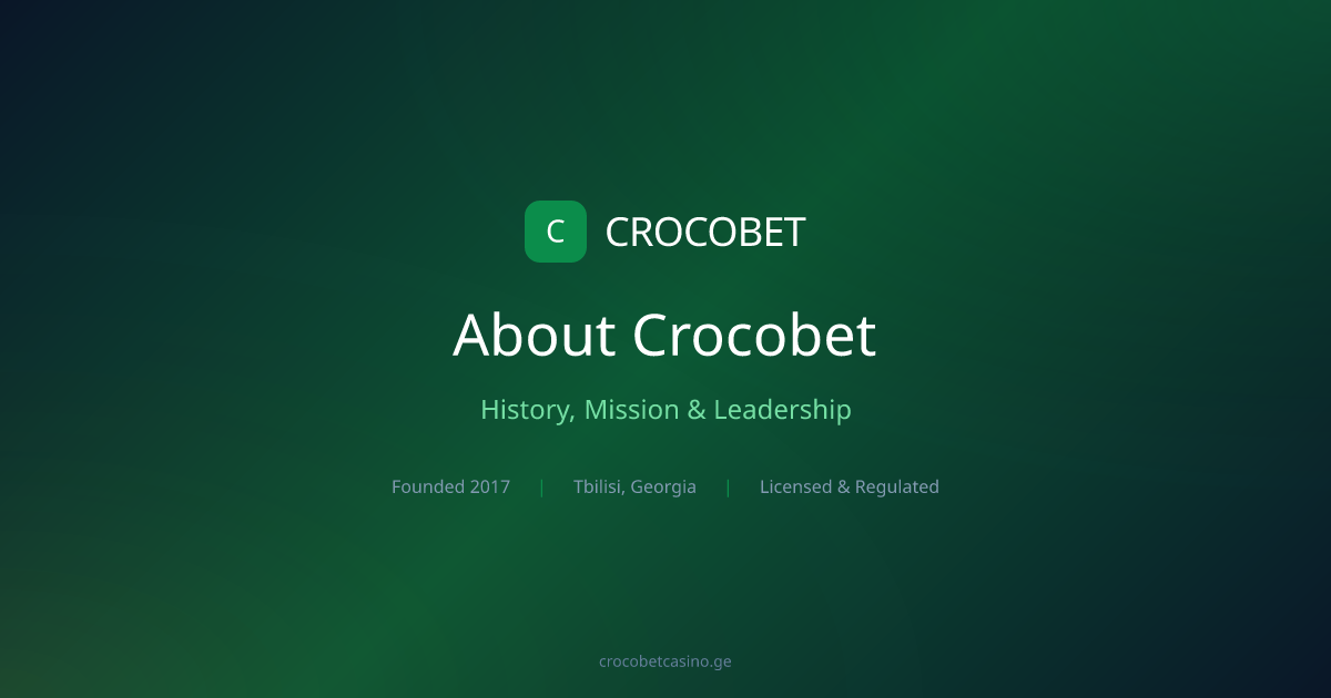 Schermata informativa della piattaforma Crocobet che mostra missione e leadership